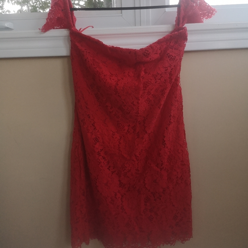 Red lace dress